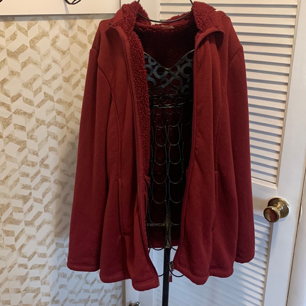womens red sherpa lined jacket